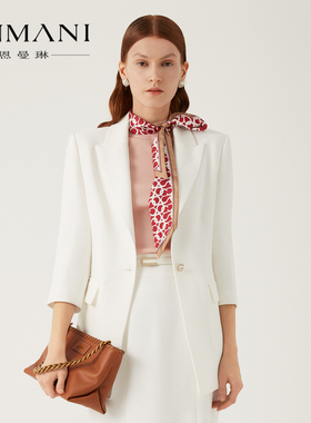 商场同款-ANMANI恩曼琳23春季新品七分袖醋酸收腰西装P303401A