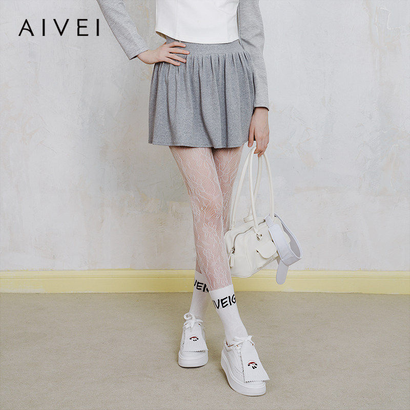 AIVEI欣贺艾薇2025春季减龄轻运动风高腰百褶短裙