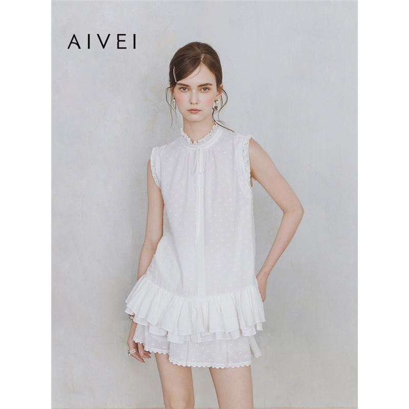 AIVEI欣贺艾薇2025夏季新日系超仙抓绒无袖上衣短裤套装S726002A
