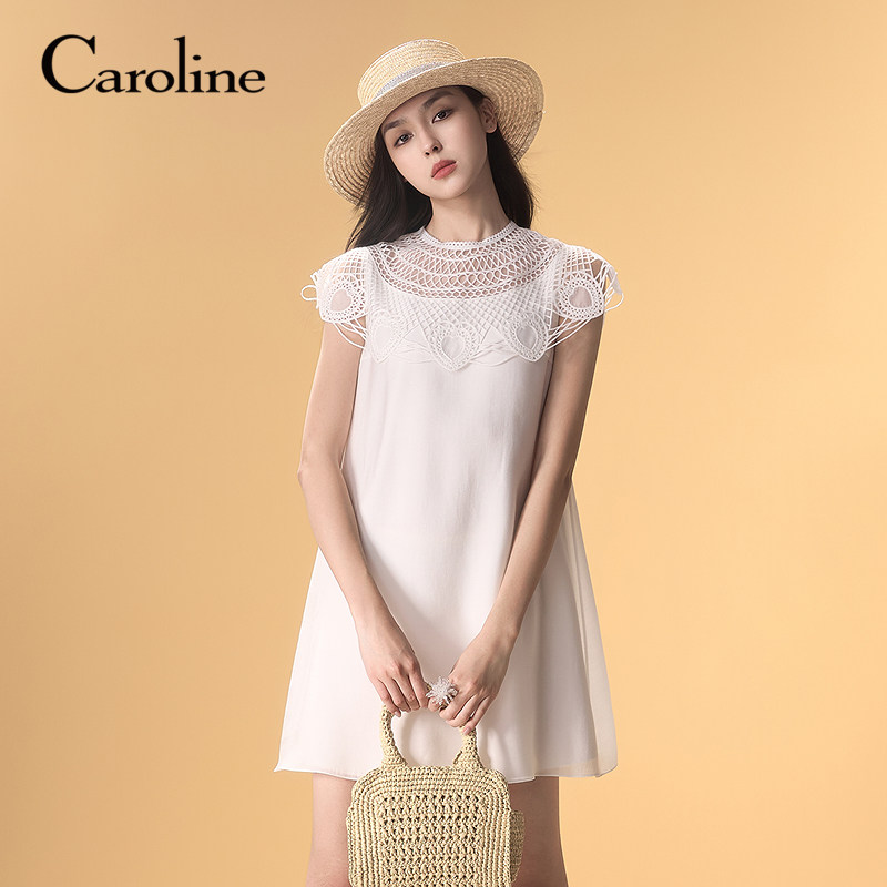 Caroline 商场同款 2025夏季新款优雅蕾丝披肩连衣裙R623001C