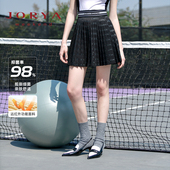 卓雅周末24夏季 新款 抗菌功能性高腰LOGO满印字母A字百褶小黑短裙