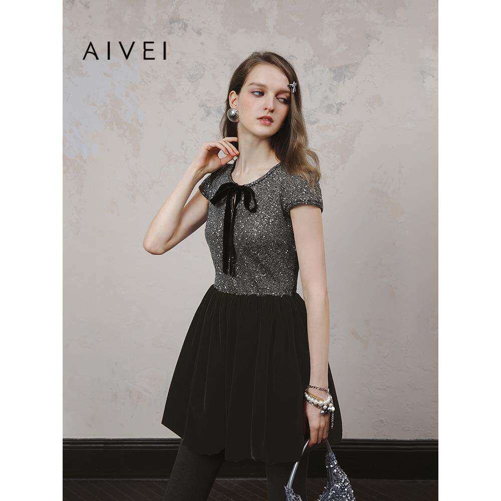 【格雷千金】AIVEI欣贺艾薇2025春季减龄芭蕾风礼服亮片连衣裙