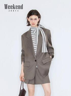 卓雅周末26春新款老钱风干练利落一粒扣宽松廓形西装外套XSW0A01B