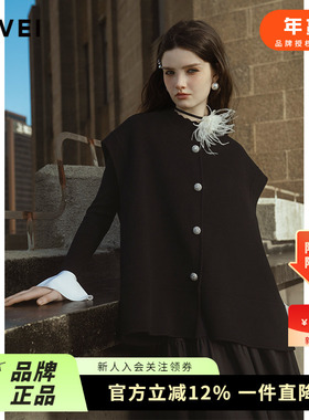 AIVEI欣贺艾薇2024秋简约老钱风双面呢100%绵羊毛呢外套R756901A