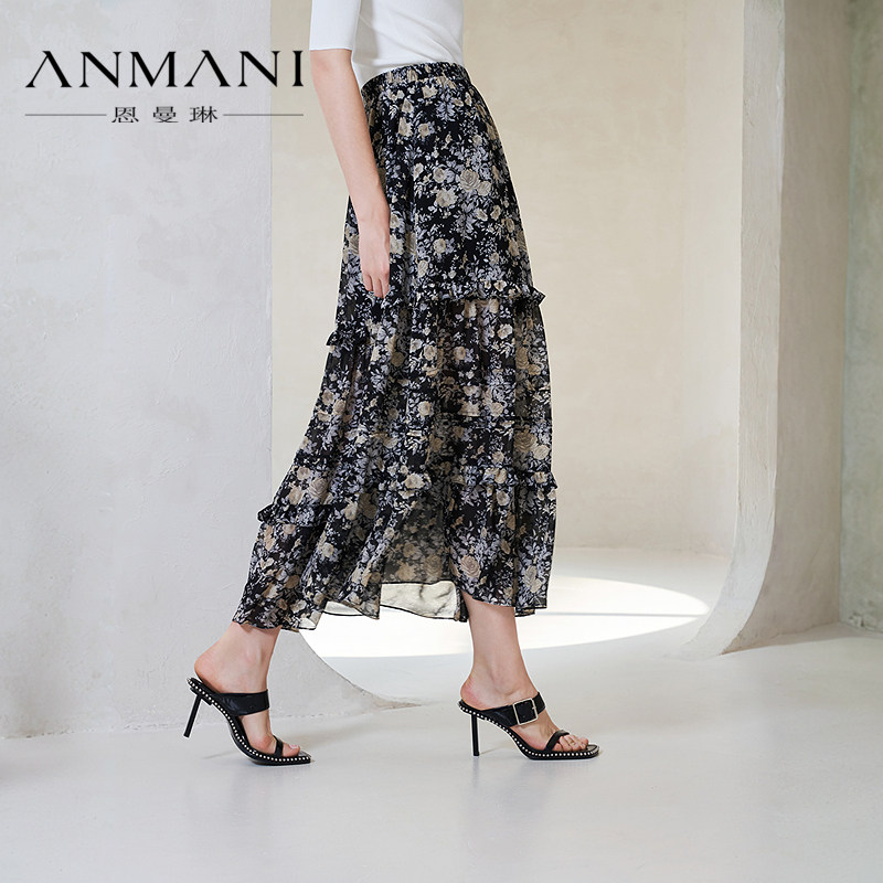ANMANI恩曼琳25秋季新款雪纺层叠花边半身伞裙ERA4Q09C