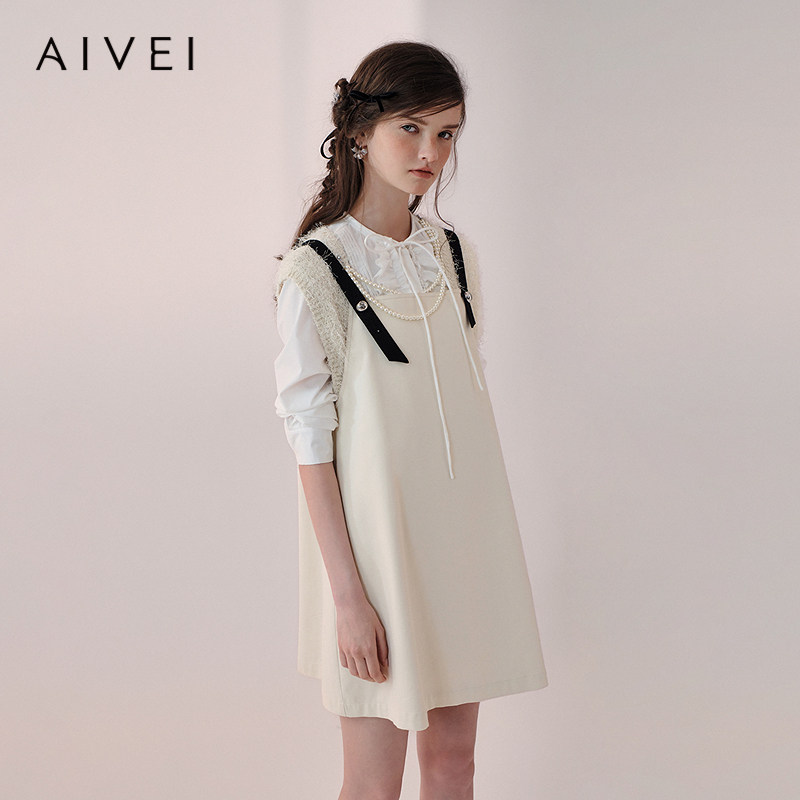 AIVEI欣贺艾薇2026春季日式少女背带裙减龄学院A版连衣裙XSV1L12A