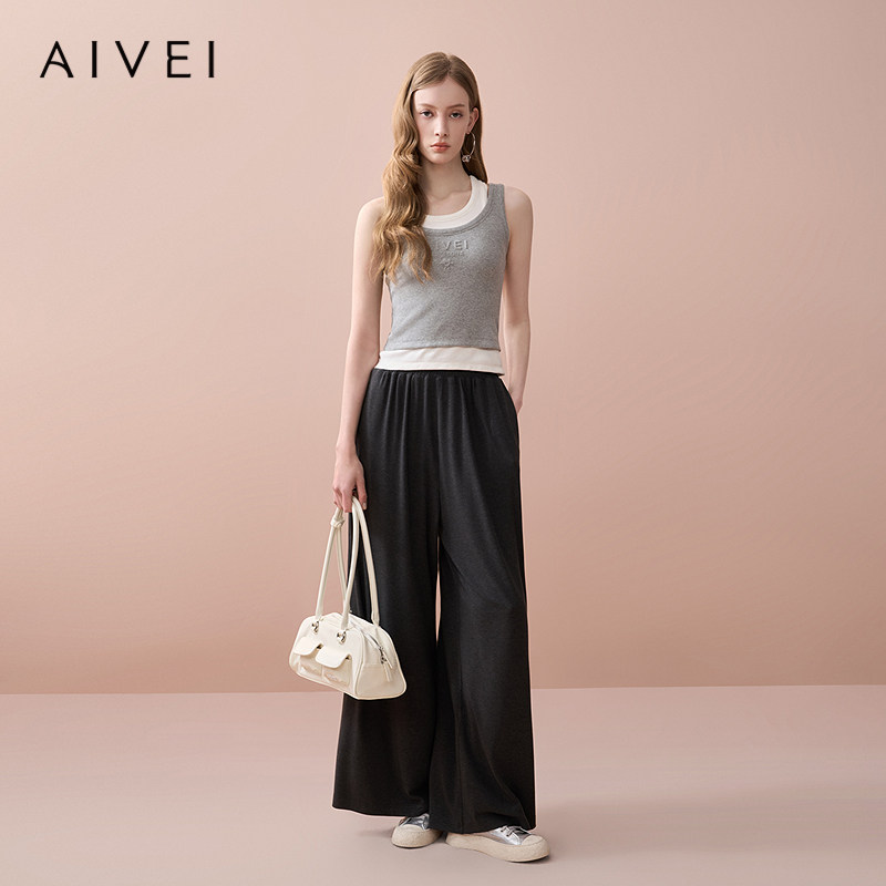 AIVEI欣贺艾薇2025夏季美式街头撞色两件套工字背心吊带S7280607