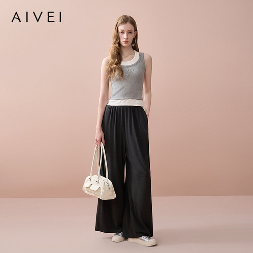 AIVEI欣贺艾薇2025夏季美式街头撞色两件套工字背心吊带S7280607
