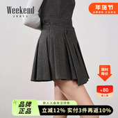 学院风设计感解构短款 卓雅周末25冬季 新款 A字百褶半身裙XRW6Q01B