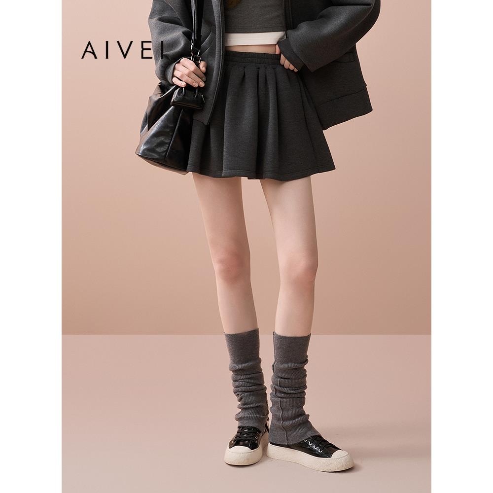 AIVEI欣贺艾薇2025秋季运动风松紧腰空气层蓬蓬裙卫衣裙XRV5Q15A