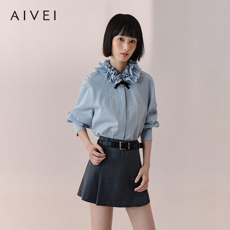 AIVEI欣贺艾薇2026春季新浪漫宫廷优雅通勤少女甜美衬衫XSV1C02S