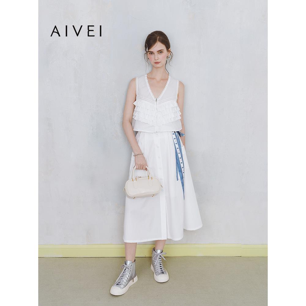 AIVEI欣贺艾薇2025夏季新日系软妹减龄渔夫马夹无袖外套S723501A