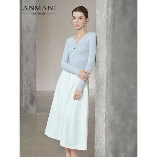 ANMANI恩曼琳25秋季新款白色花纱半身裙伞裙ERA4Q01B