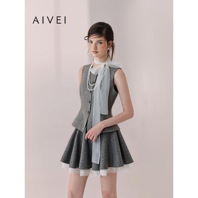 AIVEI欣贺艾薇2026春季新淡人高知穿搭掐腰西装马甲外套XSV1J02B