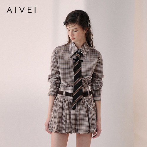 AIVEI欣贺艾薇2026春季简约气质感学院高知通勤长袖衬衫XSV1C03A