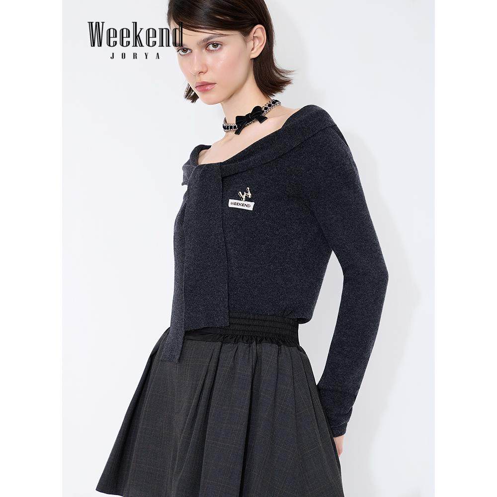 卓雅周末26春新航海风海军一字领绑带金属装饰长袖针织衫XSW0M42A,女装/女士精品,毛针织衫,淘宝优惠券,粉丝福利购,淘宝优惠卷