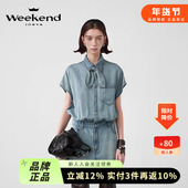 卓雅周末25夏新减龄兔耳蝴蝶结天丝低腰牛仔短款 小飞袖 连衣裙103C