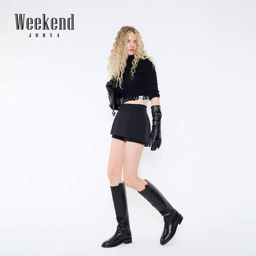 卓雅周末26春季新款简约风通勤高腰阔腿假两件短款裙裤女XSW0Y02A