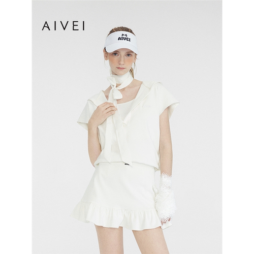 【高尔夫系列】AIVEI欣贺艾薇2025夏少女运动风连帽上衣短裙套装