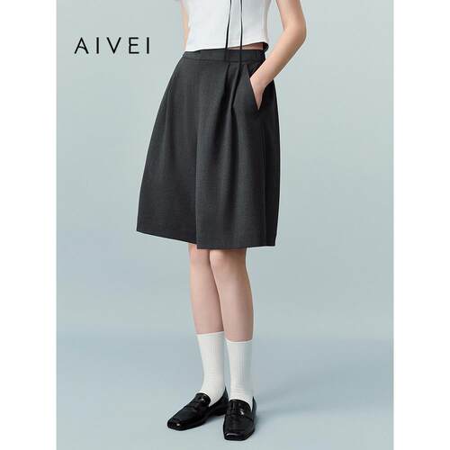 AIVEI欣贺艾薇2026夏季新直筒五分裤老钱风慵懒休闲裤XSV3Y01A