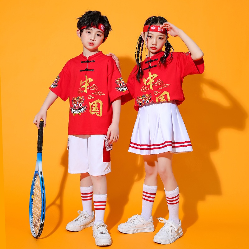 新中式儿童拉拉队演出服装中小学生啦啦操表演运动会大合唱团