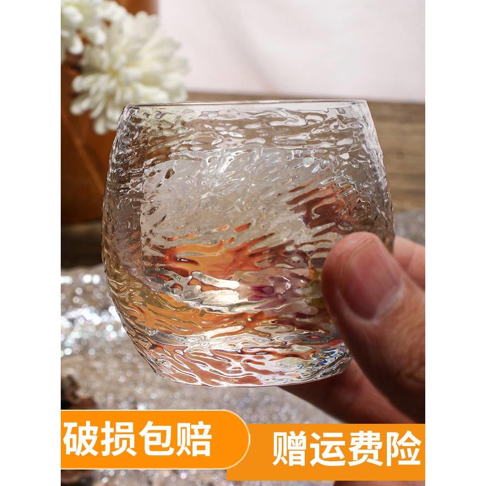 新款锤纹玻璃白酒杯子家用透明圆形果酒黄酒杯清酒壶酒具套装图片