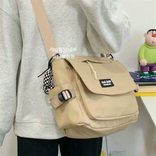 韩国ins风工装大容量斜挎包男女大学生上课包可放书日系单肩包包