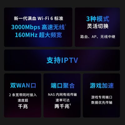 TP-LINK双频AX3000 wifi6无线路由器 全千兆家用高速tplink全屋覆