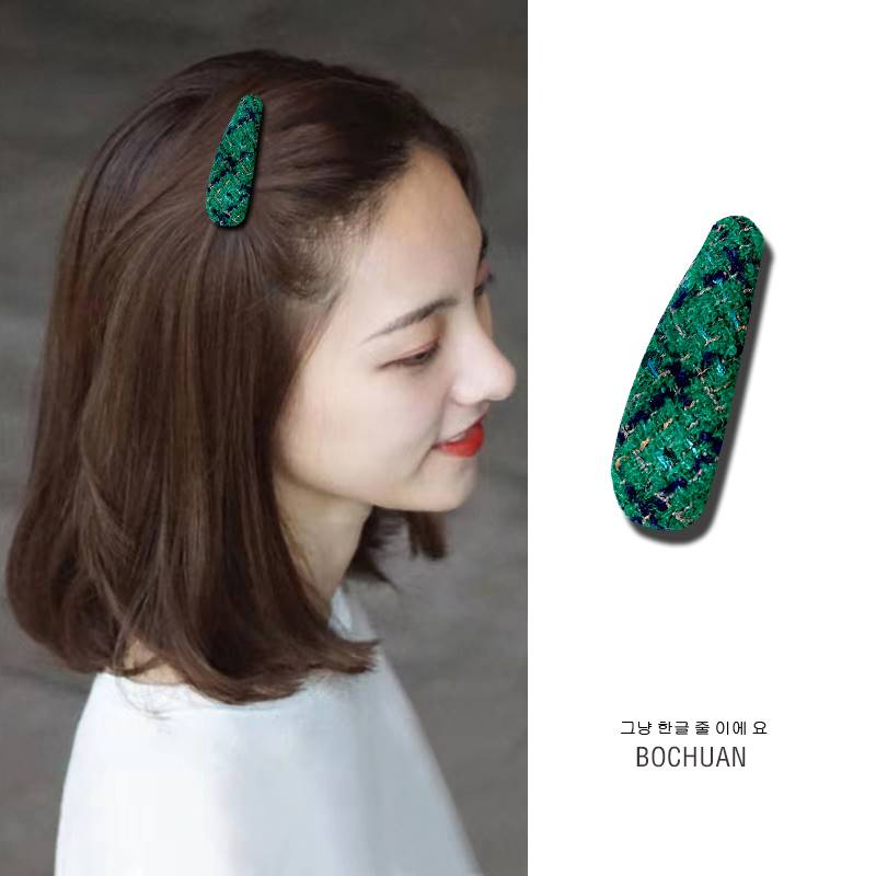 短烫发发卡bb夹条纹毛线发夹八字女刘海侧边前额碎发发卡夹子气质