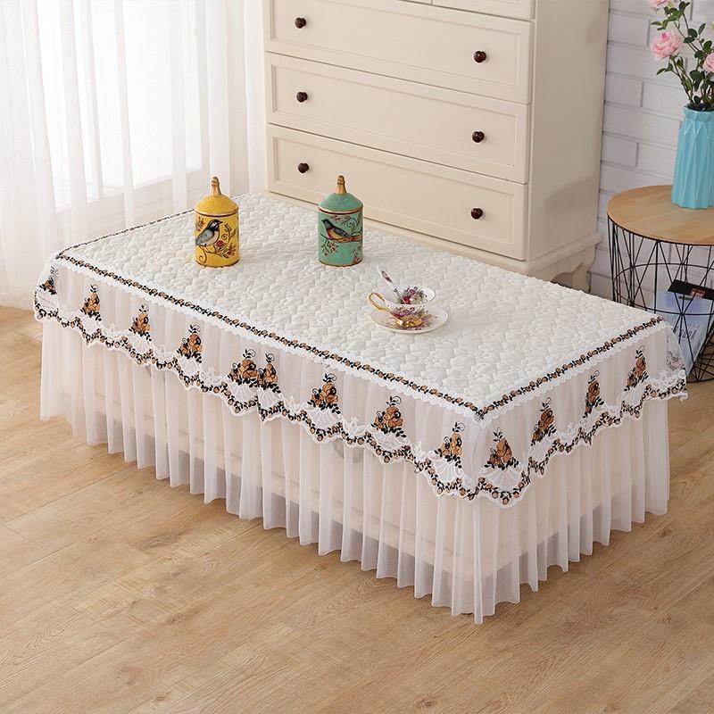 茶几桌布罩客厅家用餐桌简约现代防滑蕾丝全包长方形桌套2022新款