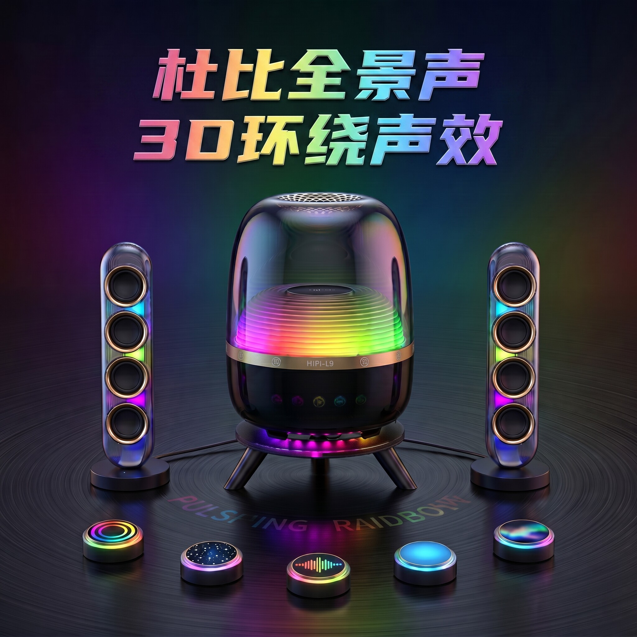 蓝牙音响无线音箱大音量琉璃环绕客厅家用透明低音炮水晶华强北