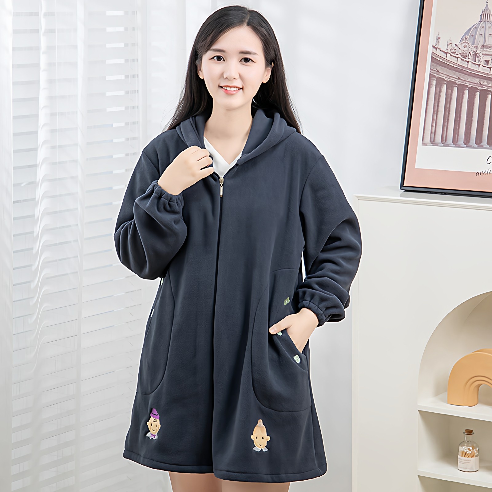 罩衣长袖加绒保暖外套女时尚家用厨房防污保暖围裙工作服秋冬纯色,家庭/个人清洁工具,围裙,淘宝优惠券,粉丝福利购,淘宝优惠卷