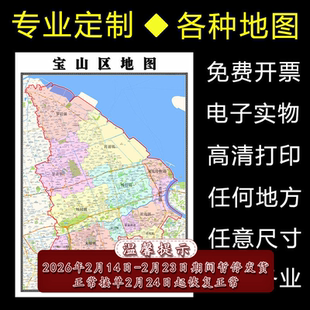 宝山区地图1.1m上海市全图行政信息交通区域划分高清新款贴图现货