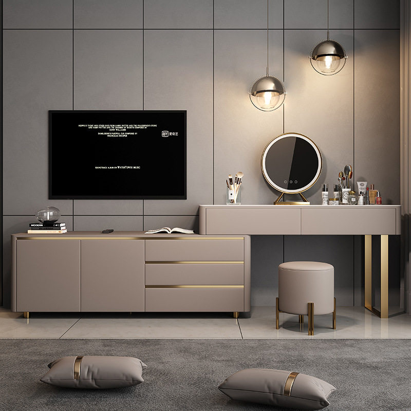 轻奢梳妆台电视柜一体收纳柜现代简约卧室岩板转角网红新款化妆桌,住宅家具,梳妆台/桌,淘宝优惠券,粉丝福利购,淘宝优惠卷