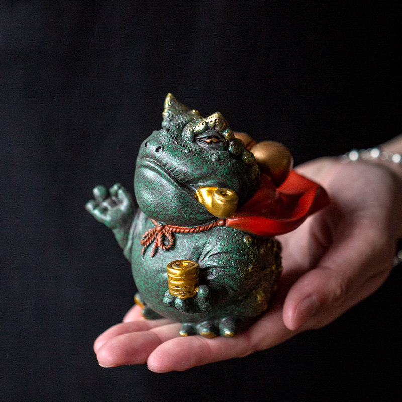 陶怡  青砂石掐指一算 中式创意国潮逗兽记茶宠鱼缸造景桌面摆件