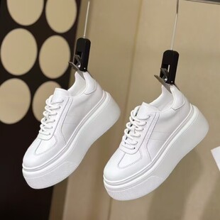 松糕增高7CM运动休闲板鞋 新款 女 女真皮2026春季 欧洲站厚底小白鞋