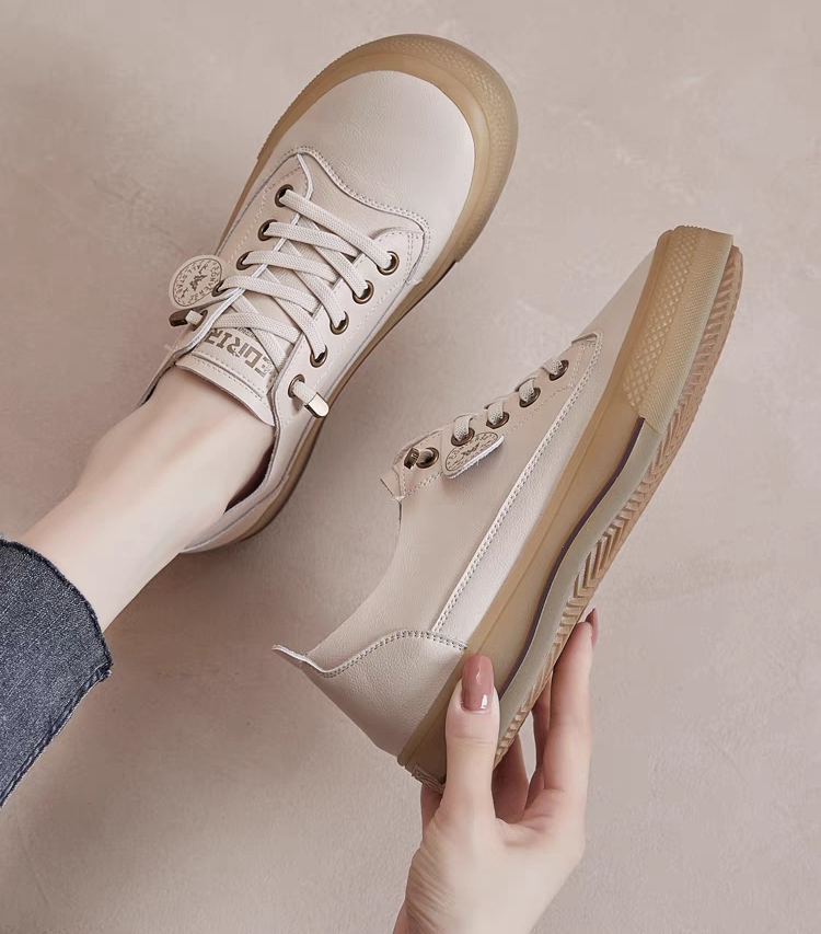 真皮小白鞋子女2026新款爆款春秋牛筋软底孕妇一脚蹬单鞋休闲板鞋