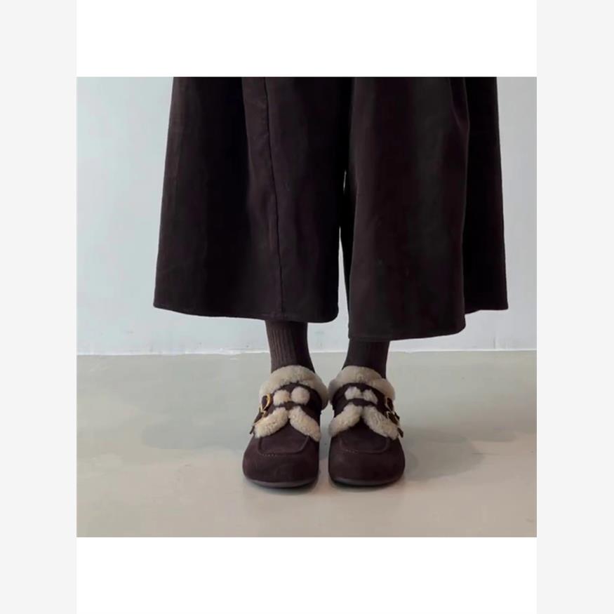 羊皮版~韩版厚底简约百搭