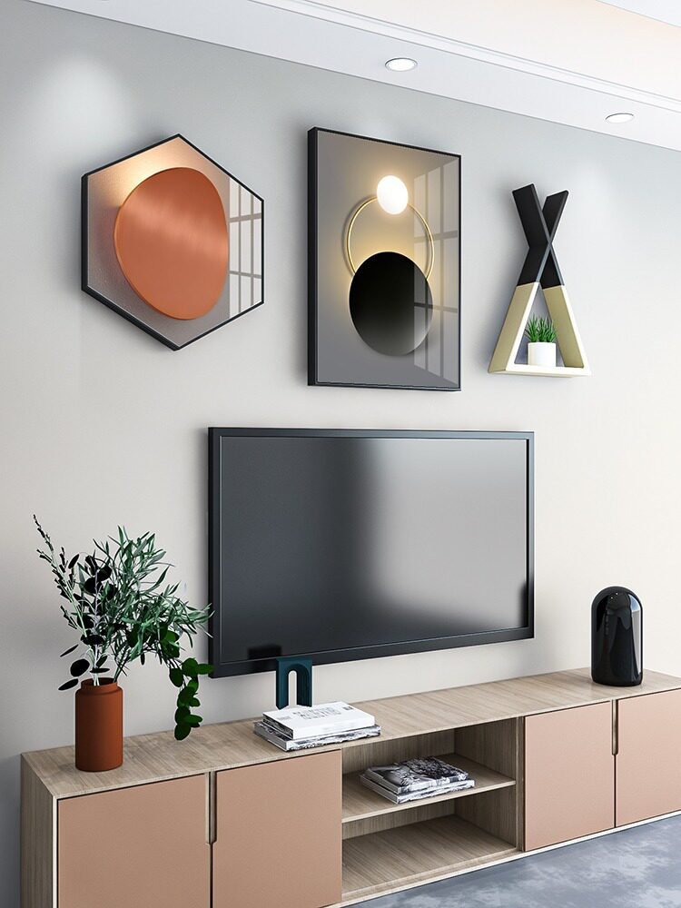 客厅电视背景墙装饰画现代简约挂画影视墙壁画餐厅墙画组合晶瓷画