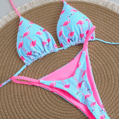 printed low-waist split swimsuit欧美比基尼印花低腰两件套泳衣