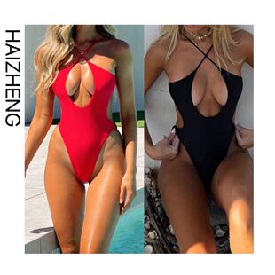 女连体纯色性感多色比基尼泳装 2024亚马逊新款 外贸bikini泳衣