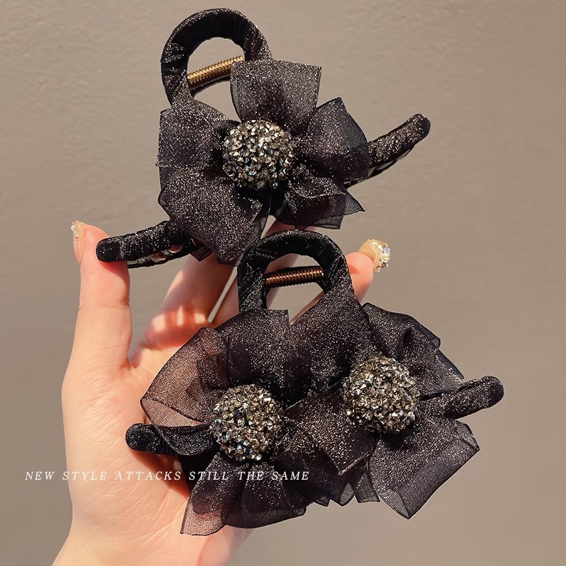 感发夹女蝴蝶结抓夹后脑勺小号头发鲨鱼夹子2024新款发卡头饰