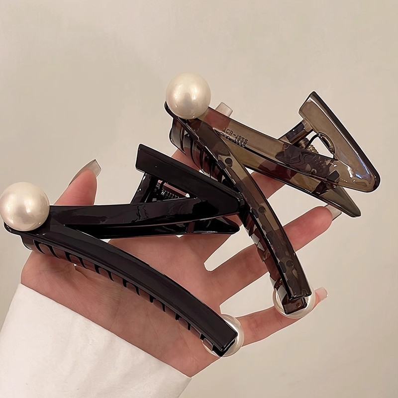 小众设计感z字形抓夹 2025感后脑勺气质盘发时尚珍珠鲨鱼夹