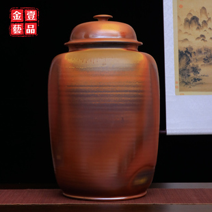 云南建水紫陶特大号茶缸茶叶罐李正龙白泥柴烧50多饼大茶罐 N97