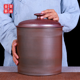 L21 柴烧缸L22 357克七饼缸普洱饼茶罐建水紫陶茶叶罐七子饼筒