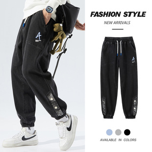 松紧腰加肥加大休闲裤 牛仔裤 2025新夏季 束脚裤 工厂代发 男宽松大码