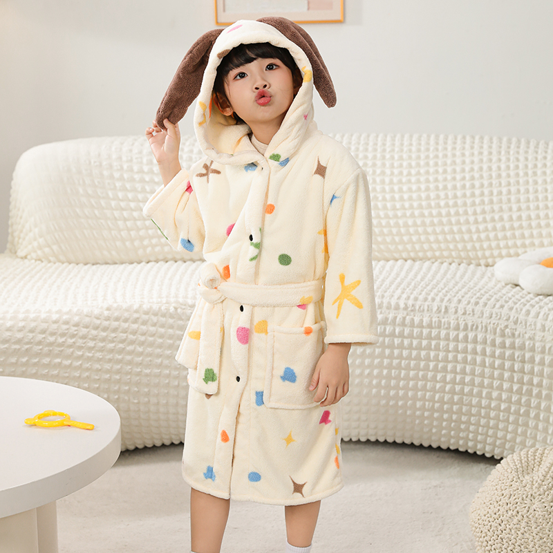 儿童宝宝浴袍吸水珊瑚绒加厚