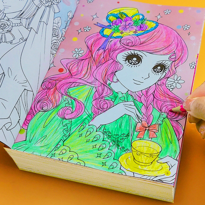 公主涂色画本绘画册涂色秀百变美少女换装图画diy填色画画本儿童幼儿