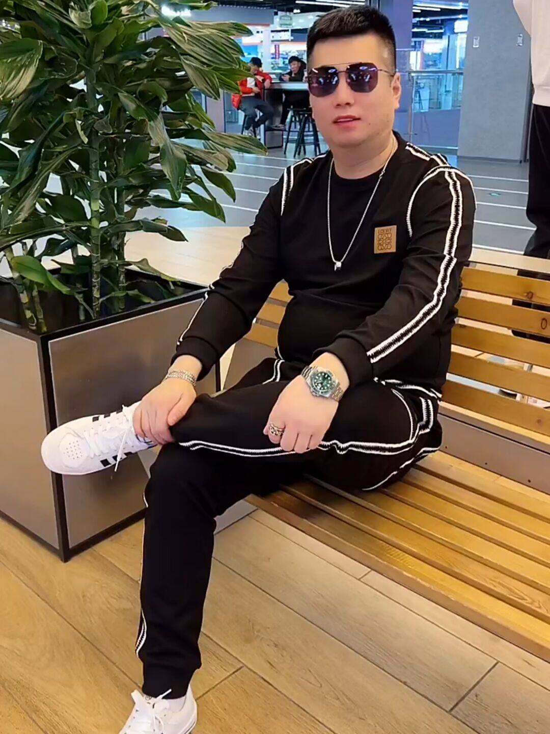 2022秋季新款时尚柔软舒适运动两件套男士韩版修身休闲套装273