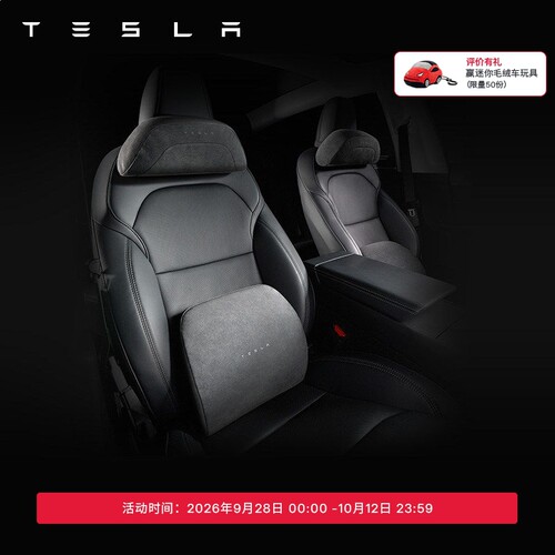 特斯拉（Tesla）官方 Model S/3/X/Y/Y L 汽车头枕腰靠（深色）